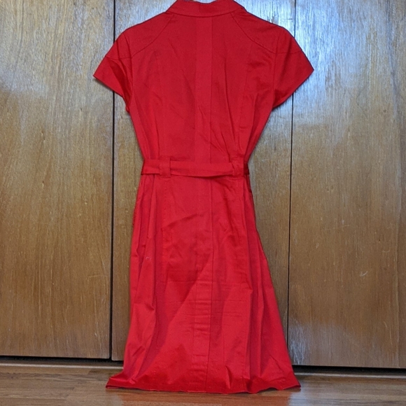 Calvin Klein red snap up belted short sleeve dress - Picture 4 of 7